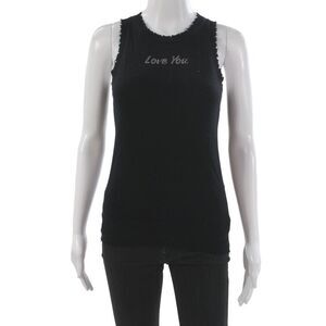 Minnie Rose Women Sleeveless Tank Black Crewneck Cashmere Blend Size XS